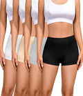 Nexgenz Cotton Boyshort Underwear for Women Cotton Boxer Briefs for Women Underwear Shorts 4 Pack White/Beige/Black/Light Gray S