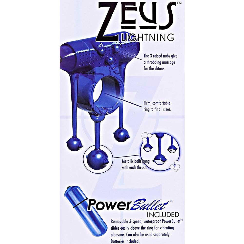 Power Bullet Zeus 3-Speed Penis Ring, Blue