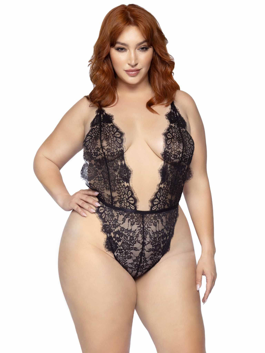 3 Pc Floral Lace Teddy With Ad