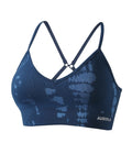 AUROLA Serpent Seamless Sports Bras for Women,Backless Padded Strappy Workout Gym Yoga Crop Tops,Water Blue,L
