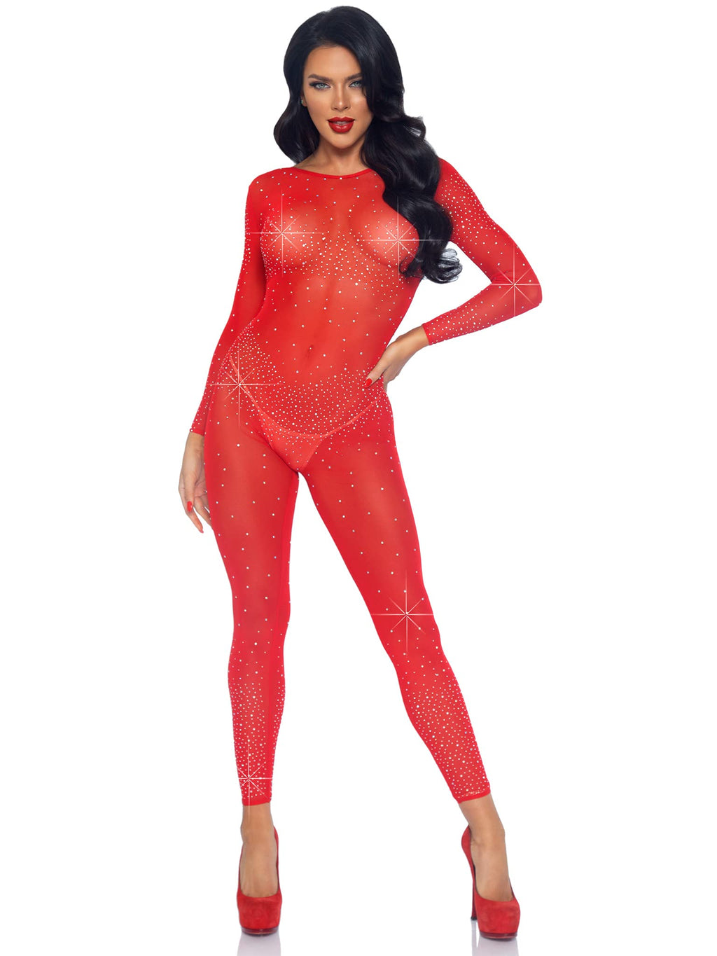 Sheer Rhinestone Catsuit.