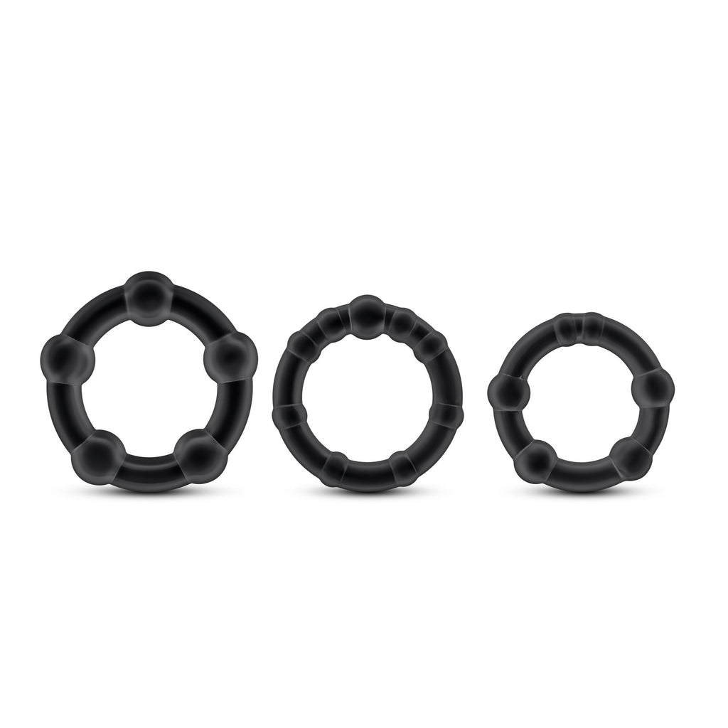 Soft Stretchy Beaded Cockrings - Male Enhancement Cock Rings - Pack Of 3 - Sex Toy For Men (Black)