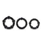 Soft Stretchy Beaded Cockrings - Male Enhancement Cock Rings - Pack Of 3 - Sex Toy For Men (Black)
