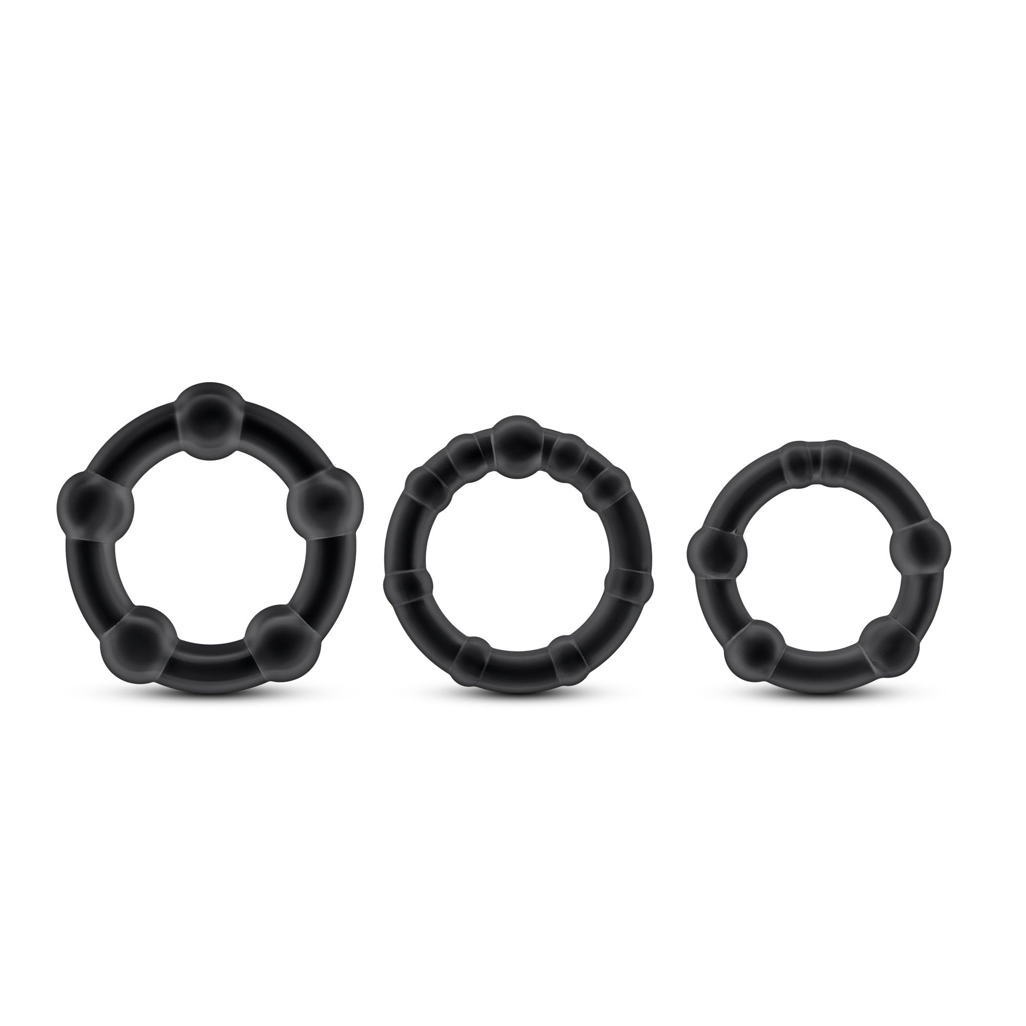 Soft Stretchy Beaded Cockrings - Male Enhancement Cock Rings - Pack Of 3 - Sex Toy For Men (Black)