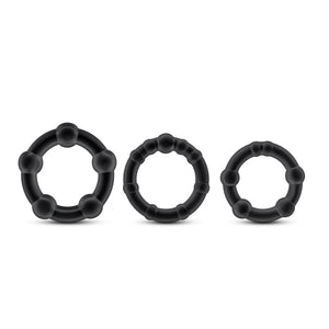 Soft Stretchy Beaded Cockrings - Male Enhancement Cock Rings - Pack Of 3 - Sex Toy For Men (Black)