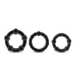 Soft Stretchy Beaded Cockrings - Male Enhancement Cock Rings - Pack Of 3 - Sex Toy For Men (Black)