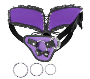 Strap-on Harness Adjustable Adult Sex Toy with 3 Different Sized O-Rings Suction Cup Dildo Compatible Harness,Accommodates up to