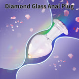 Crystal Glass Anal Plug with Luxury Jewelry Butt Plug Fetish Anus Stimulation Unisex Adult Anal Sex Toy (Purple, L)