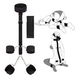 BDSM Adult Toys Bondage Kit - UTIMI Neck to Wrist Behind Back Collar Restraints with Handcuffs Ankle Cuffs Blindfold Restraint B