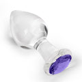 Crystal Glass Anal Plug with Luxury Jewelry Butt Plug Fetish Anus Stimulation Unisex Adult Anal Sex Toy (Purple, L)