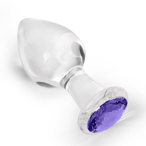 Crystal Glass Anal Plug with Luxury Jewelry Butt Plug Fetish Anus Stimulation Unisex Adult Anal Sex Toy (Purple, L)