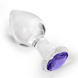 Crystal Glass Anal Plug with Luxury Jewelry Butt Plug Fetish Anus Stimulation Unisex Adult Anal Sex Toy (Purple, L)