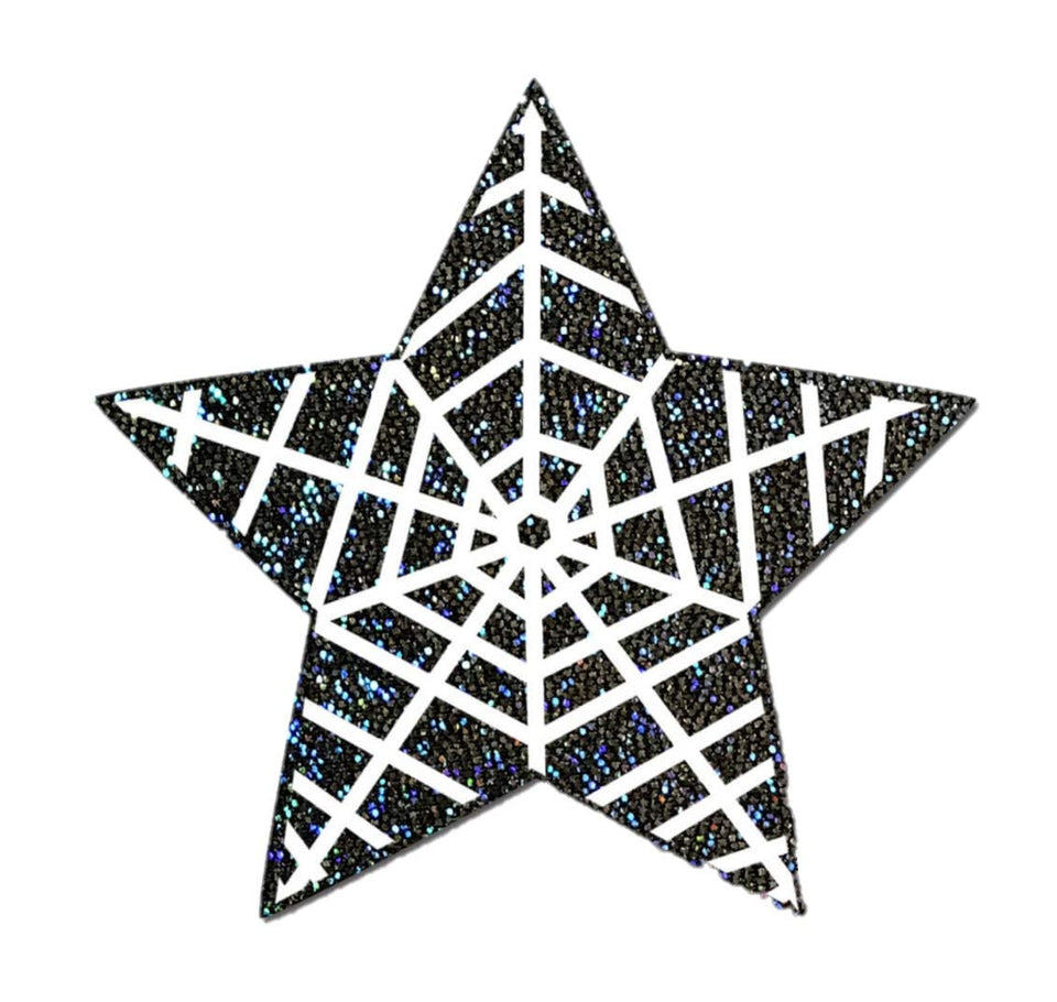 Pastease Black Glitter Star W/ Spider Web