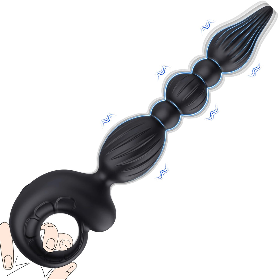 Male Sex Toys Anal Plug, Vibrating Butt Plug with 10 Modes, Anal Beads Prostate Massager for Women & Men, Waterproof Silicone 3
