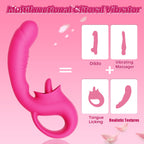 Clitoral Licking G Spot Vibrator, Realistic Dildo Clitoralis Stimulator for Women with 10 Licking & Vibrating Modes, Strapless S