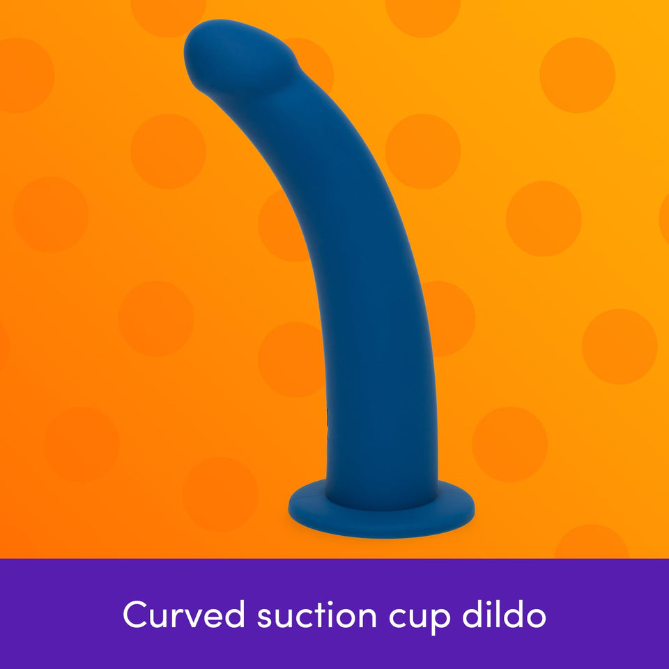 Lovehoney Curved Dildo - 9 Inch with Suction Cup - Flexible Anal Dildo for Men and Women - Harness Compatible Strap On - Smooth