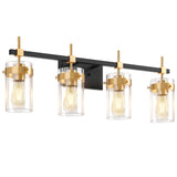 Amico Vanity Lights For Bathroom, 4-Lights Bathroom Light Fixture Over Mirror For Bath Glass Shade Light, Wall Sconce Lighting F