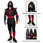 Leg Avenue 5Pc Ninja, Includes Shirt With Black/Red Color