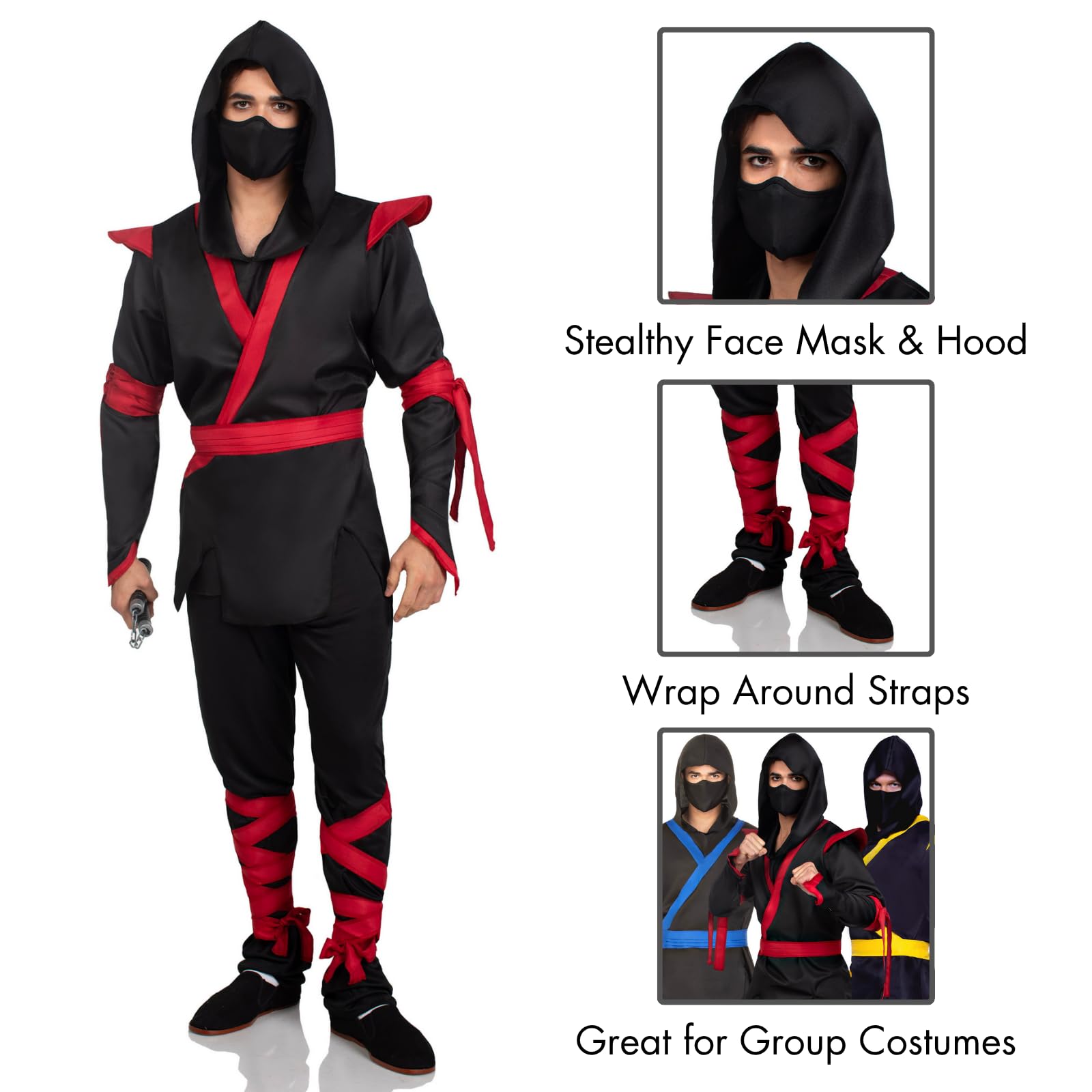 Leg Avenue 5Pc Ninja, Includes Shirt With Black/Red Color