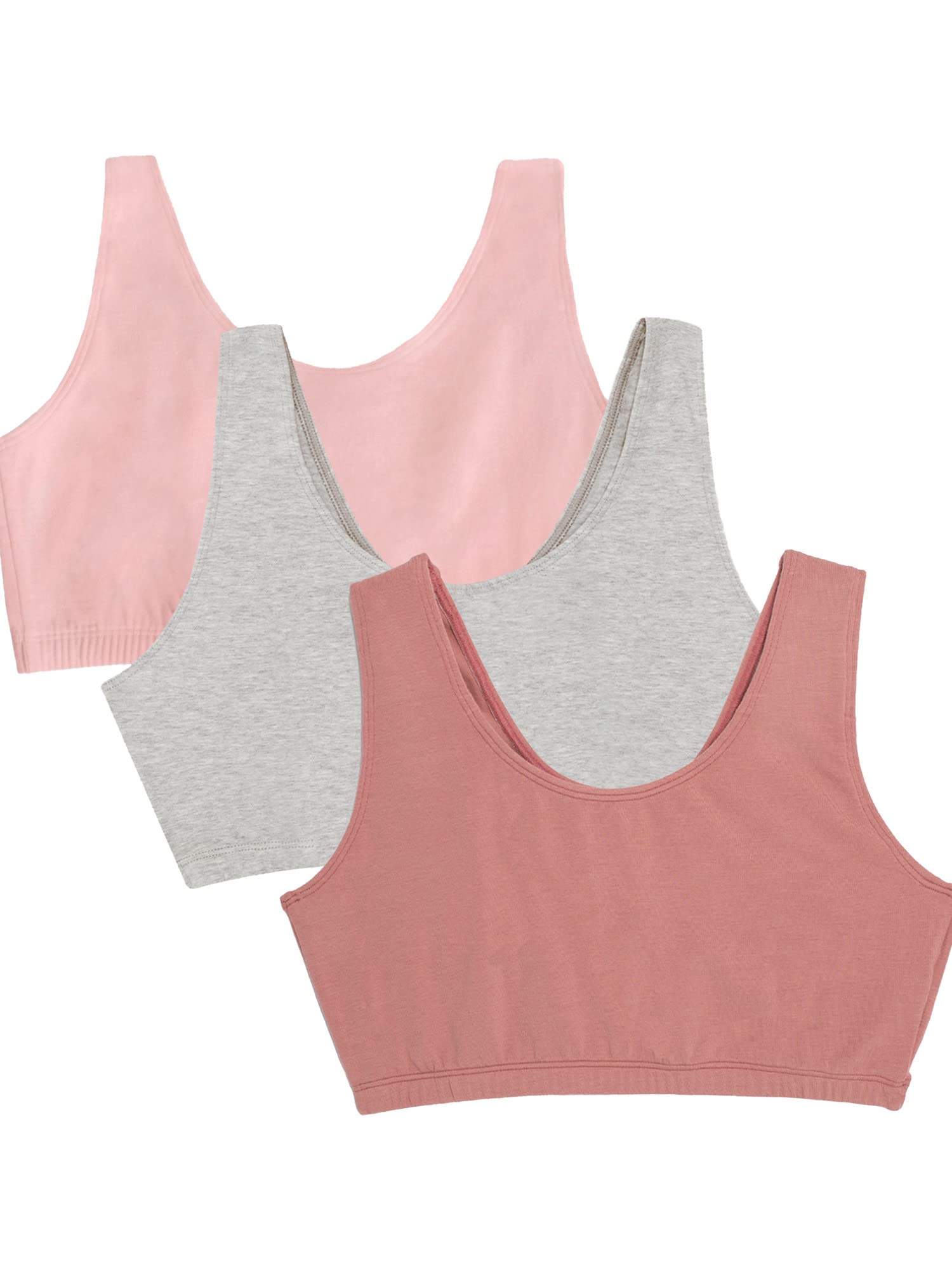 Fruit of the Loom Womens Built Up Tank Style Sports Bra, Heather Grey/Dusk/Blushing Rose, 42 US