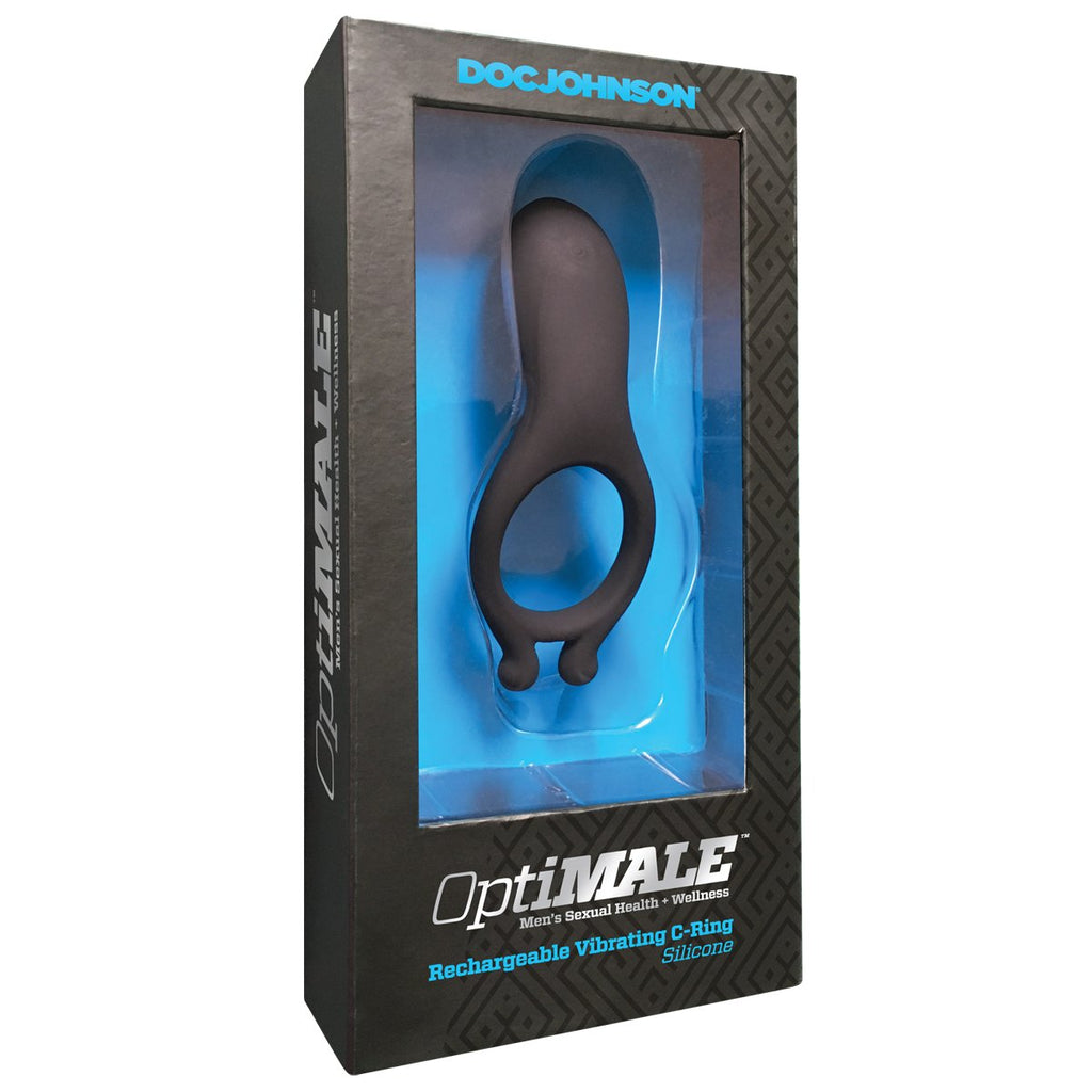 Doc Johnson Optimale - Rechargeable Vibrating C-Ring, Black