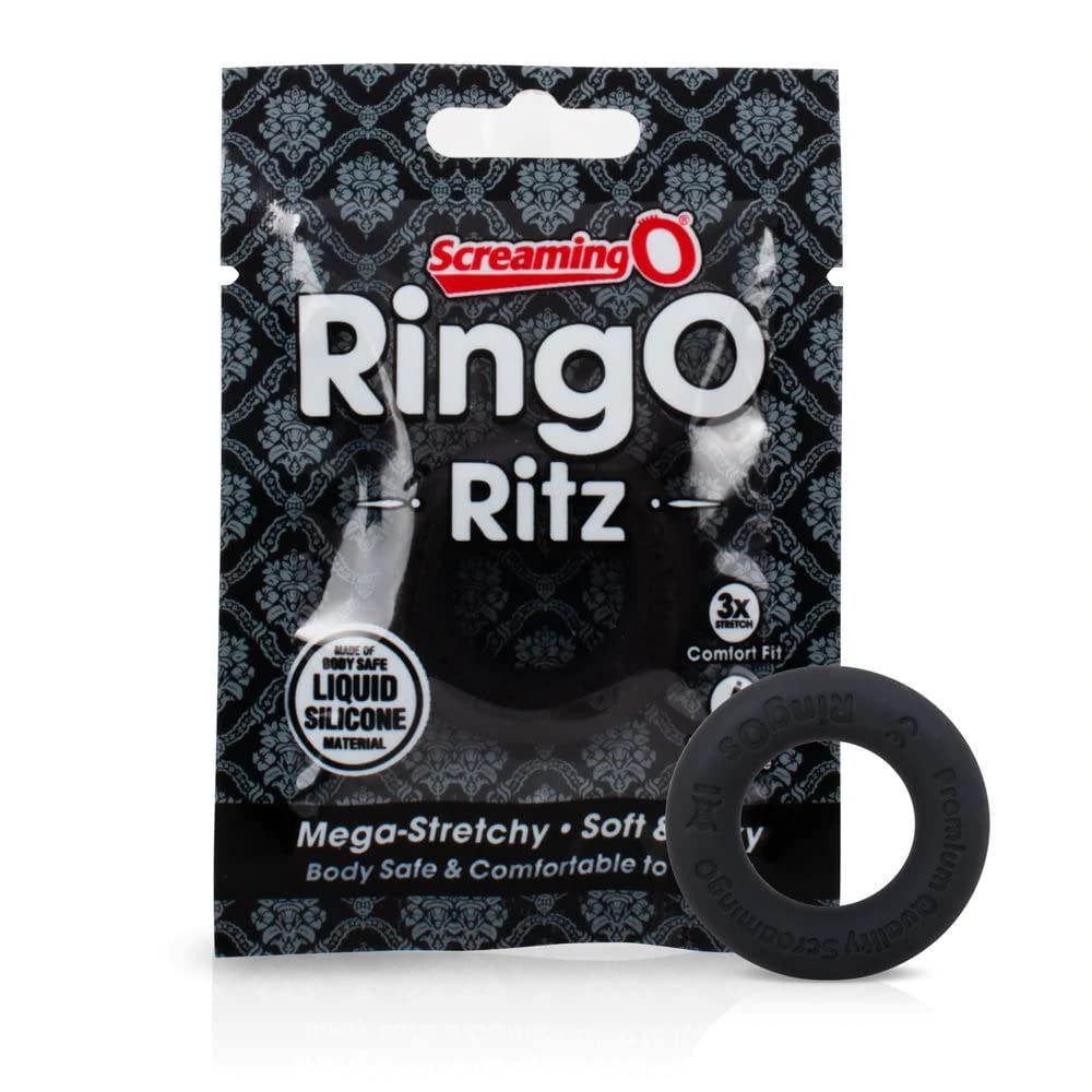 Screaming O Ringo Ritz Mega Stretchy Silicone Cock Ring, Black