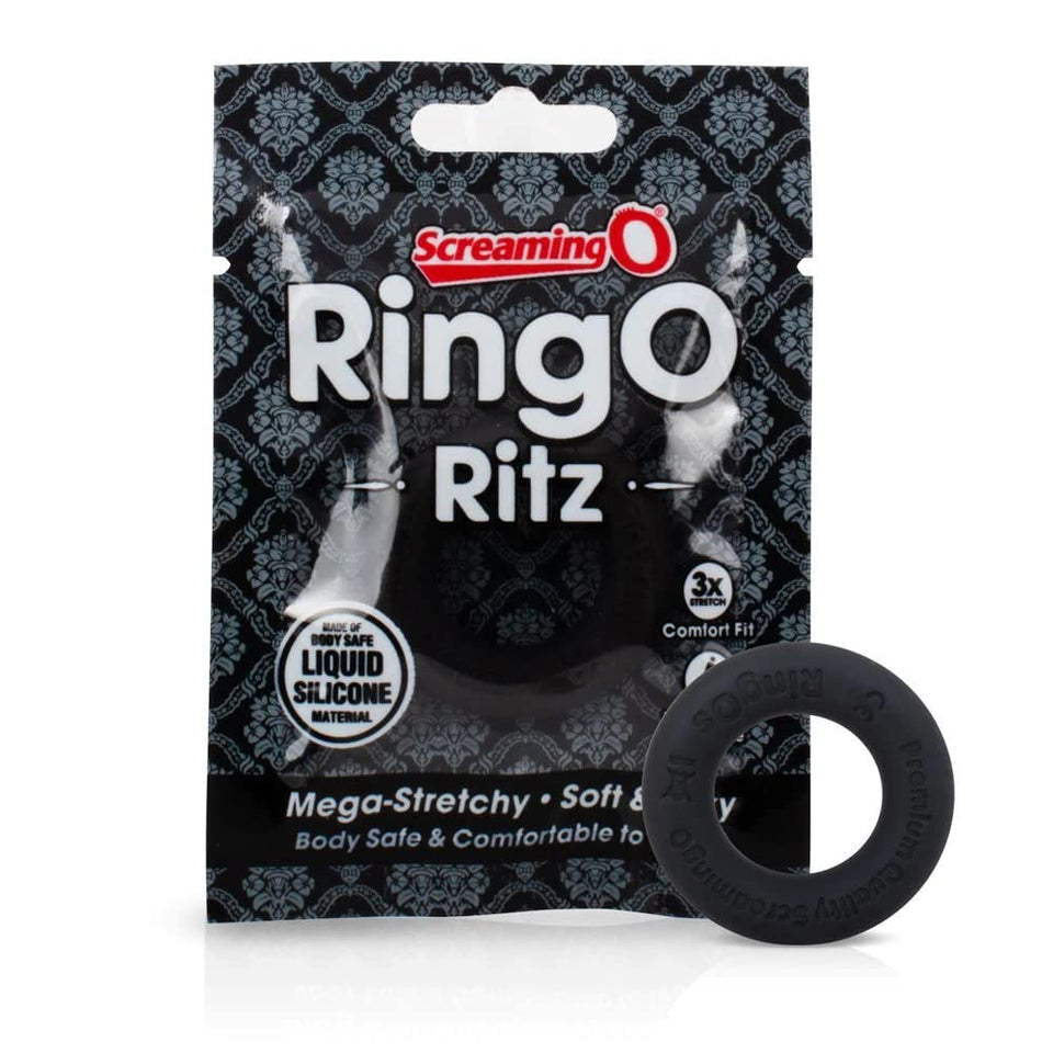 Screaming O Ringo Ritz Mega Stretchy Silicone Cock Ring, Black