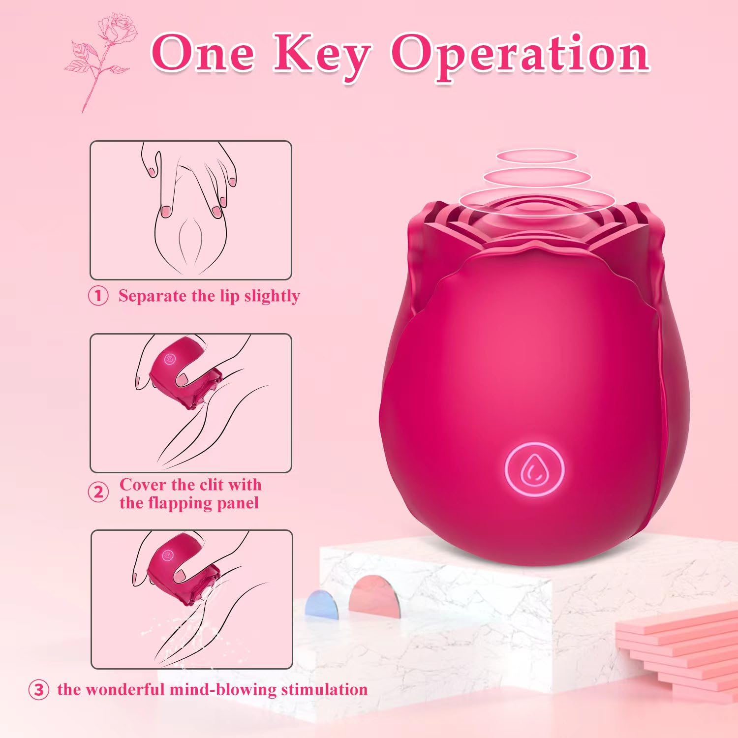 Rose Toys Clitoral Vibrator for Women, Vlatne Sex Stimulator with 7 Mind-Blowing Tapping Modes, Nipple Teasing Clitoris Masturba
