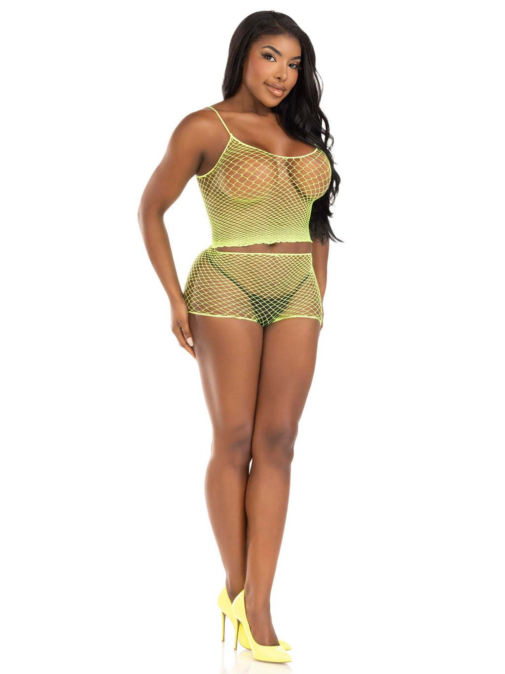 2 PC Twist net tank top and boy shorts.