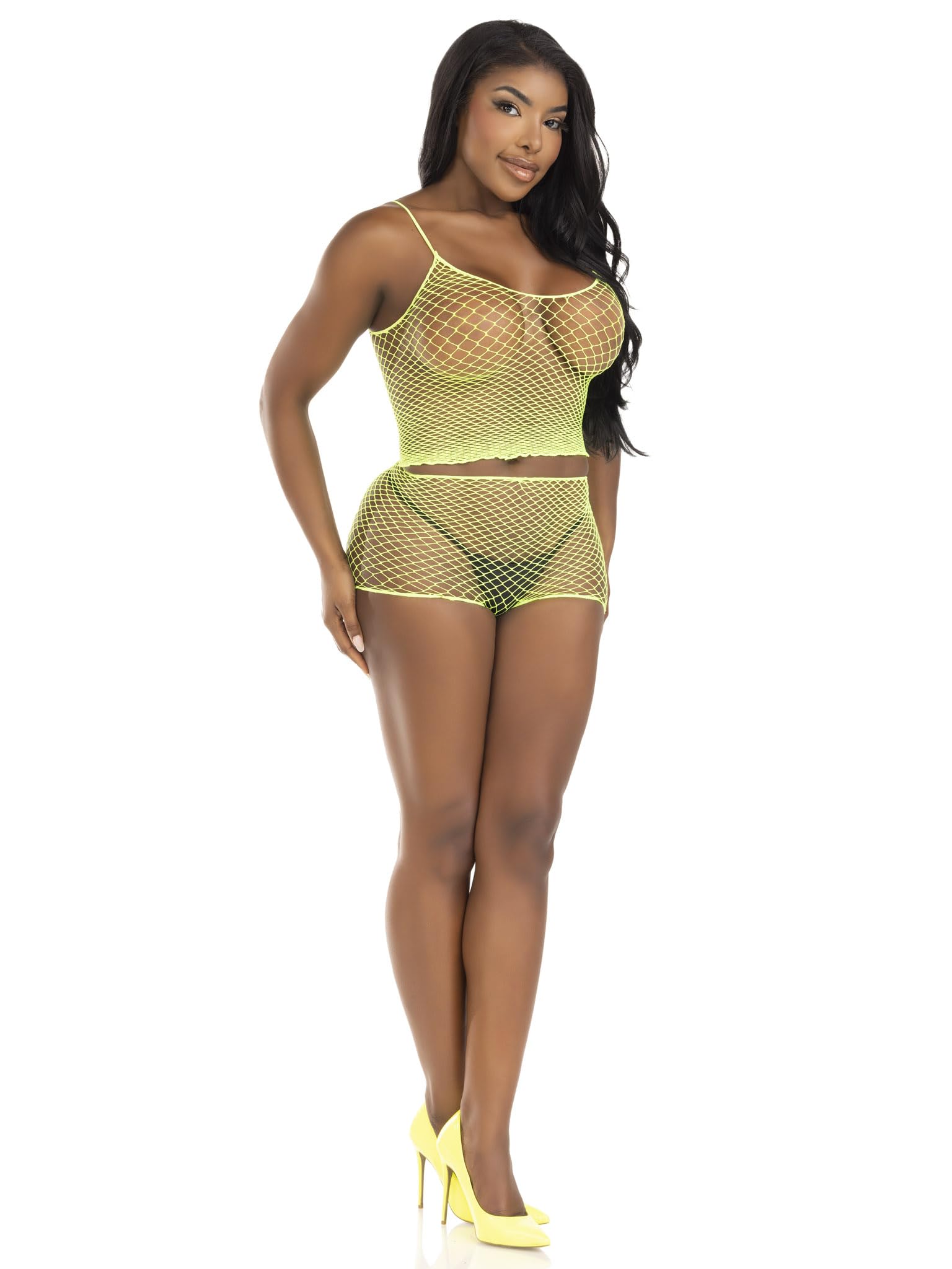 2 PC Twist net tank top and boy shorts.