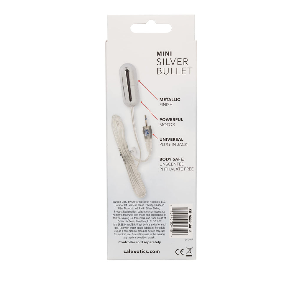 Calexotics Sterling Collection - Mini Wired Bullet Egg Vibrator - Sex Toys For Couples - Adult Vibe Massager - Silver - 1.5 Inch