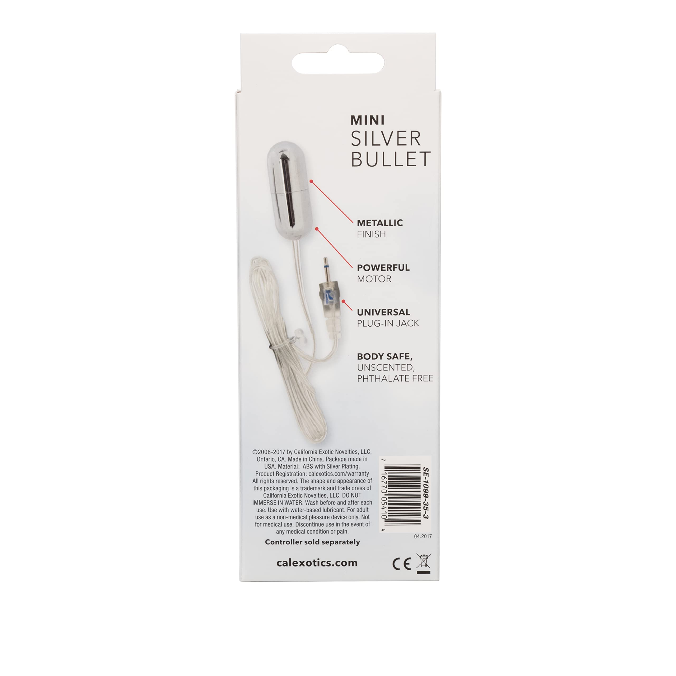 Calexotics Sterling Collection - Mini Wired Bullet Egg Vibrator - Sex Toys For Couples - Adult Vibe Massager - Silver - 1.5 Inch