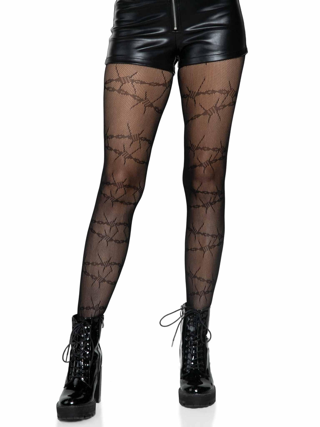 Barbed wire fishnet tights.