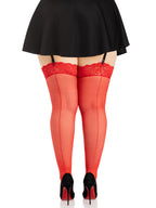 Sheer Lace Top Backseam Thigh Highs