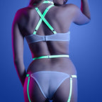 Fantasy Lingerie Glow Night Vision Strappy Teddy-Neon Green M/L-Boxed