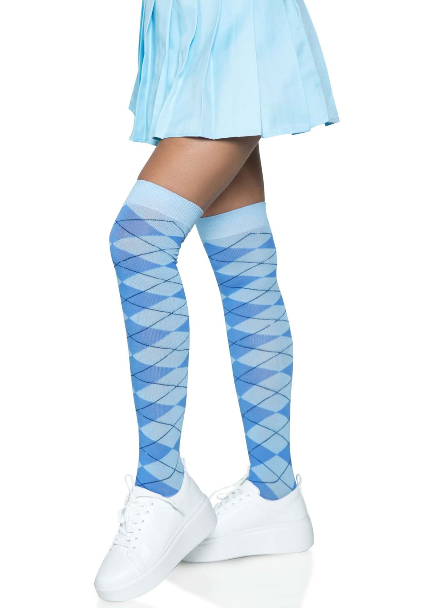 Argyle Knit Over The Knee Sock
