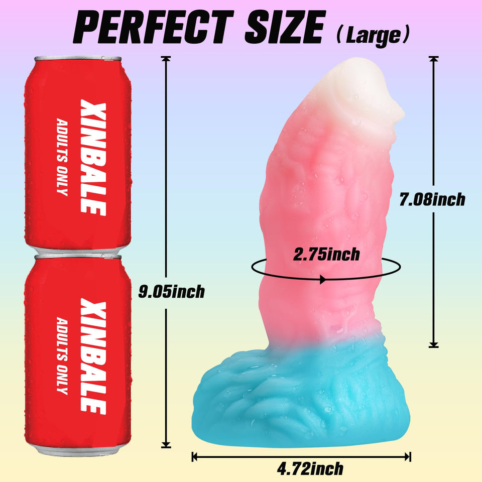 XINBALE 9.05 '' Unique Shaped Realistic Dildo,7.08 '' Insertion Length and 2.75 '' Diameter Dildo with Strong Suction Cup for Ha