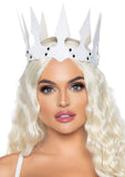 Faux Leather Spiked Crown. - O/S / White