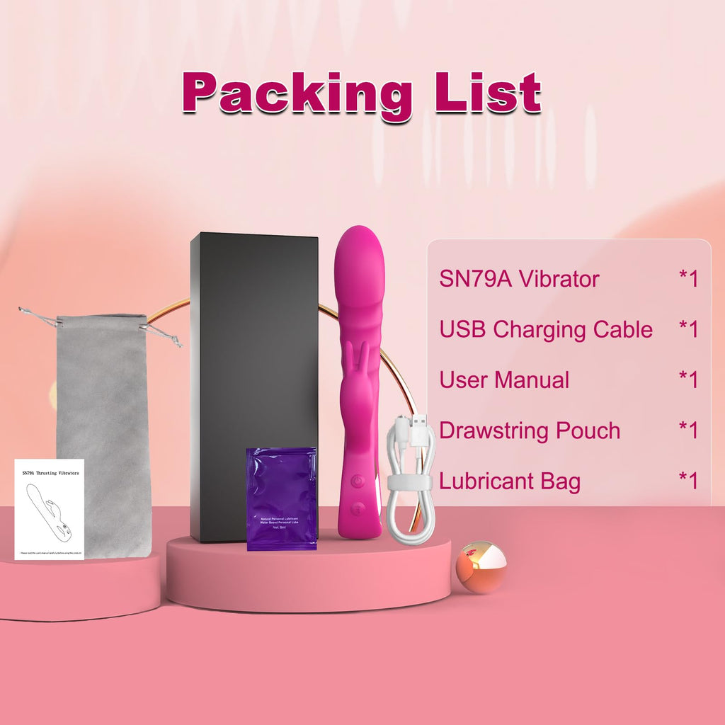 SeYouYou Thrusting Vibrator Dildo Women Sex Toys - 3 in 1 Rabbit Vibrators with 5 Thrusting, 10 Dildo & Rabbit Vibrations, Femal