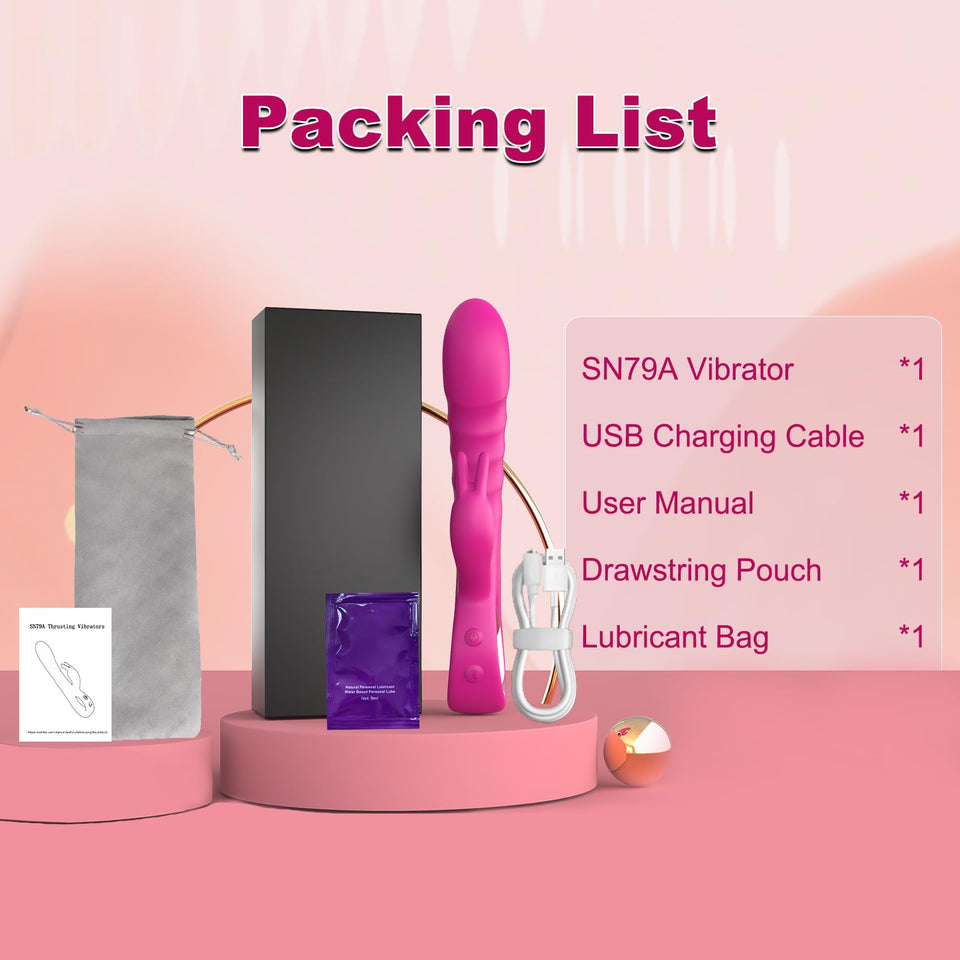SeYouYou Thrusting Vibrator Dildo Women Sex Toys - 3 in 1 Rabbit Vibrators with 5 Thrusting, 10 Dildo & Rabbit Vibrations, Femal
