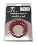 Red Stainless Steel C-Ring Set - 1.5 1.75'' 2'' ''
