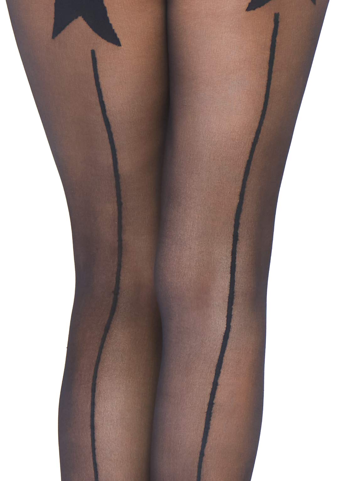 Leg Avenue Woven Bow Sheer Backseam Crotc Black Color