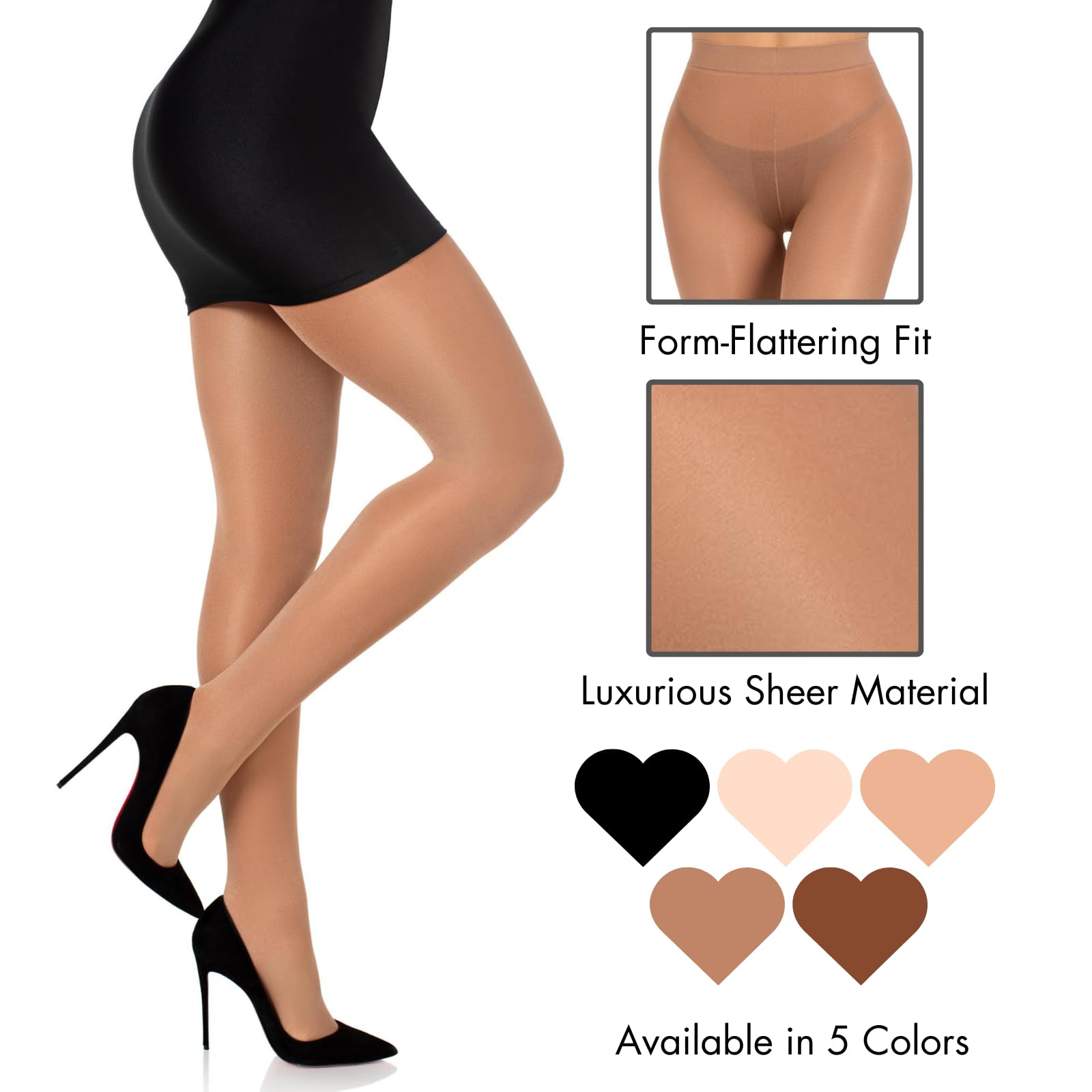 Opaque Sheer To Waist Tights With Cotton Crotch