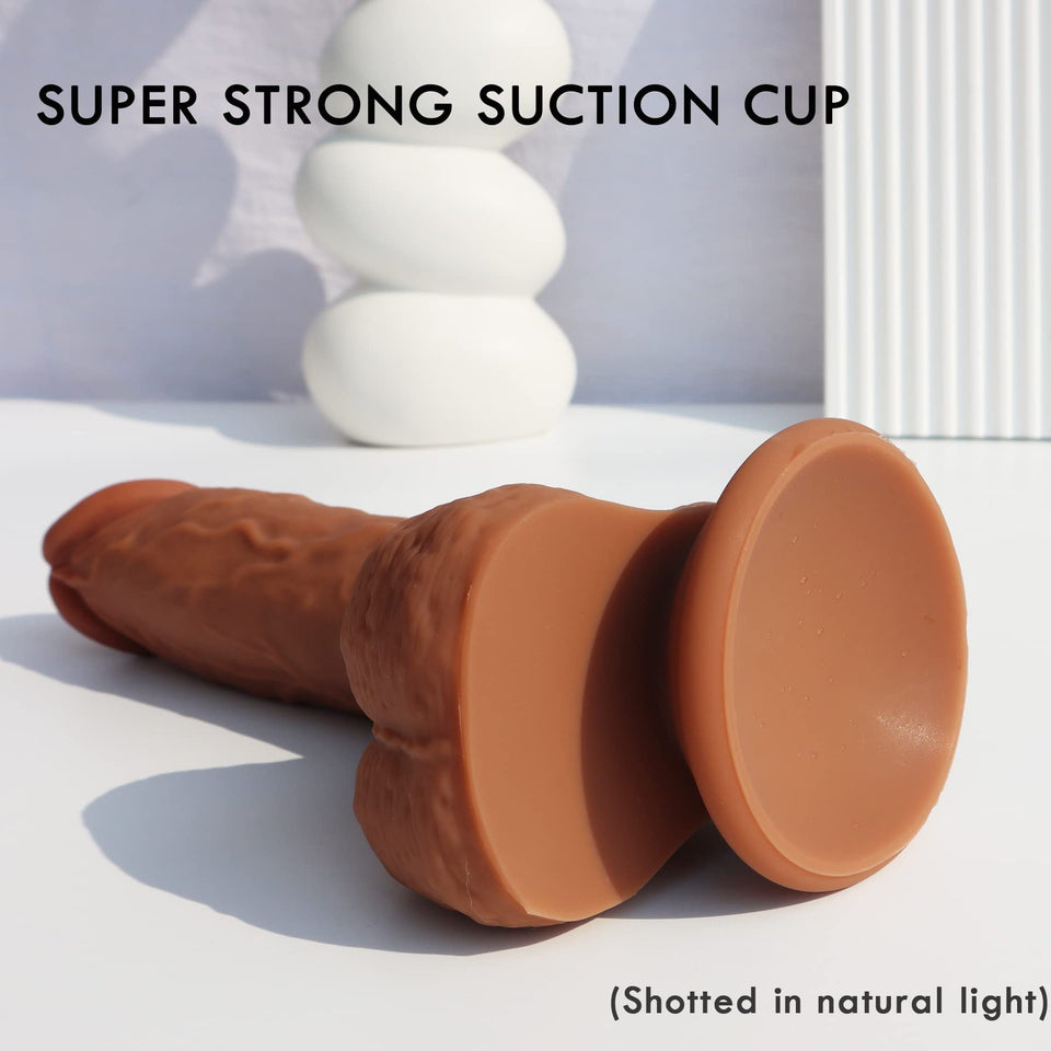 9 Inch Realistic Dildo Dual Density Liquid Silicone Cock With Strong Suction Cup,Oixgirl Lifelike Penis Sex Toy Flexible Female G Spot Masturbation Toy With Curved Shaft And Balls