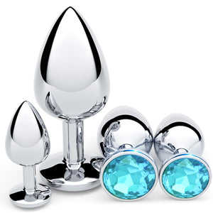 Anal Plug Beginner Set - 4 PCS Jewel Butt Plugs Sex Toy Anal Training Kit- G Spot Anal Sex Adult Toy for Beginner Adult Unisex W