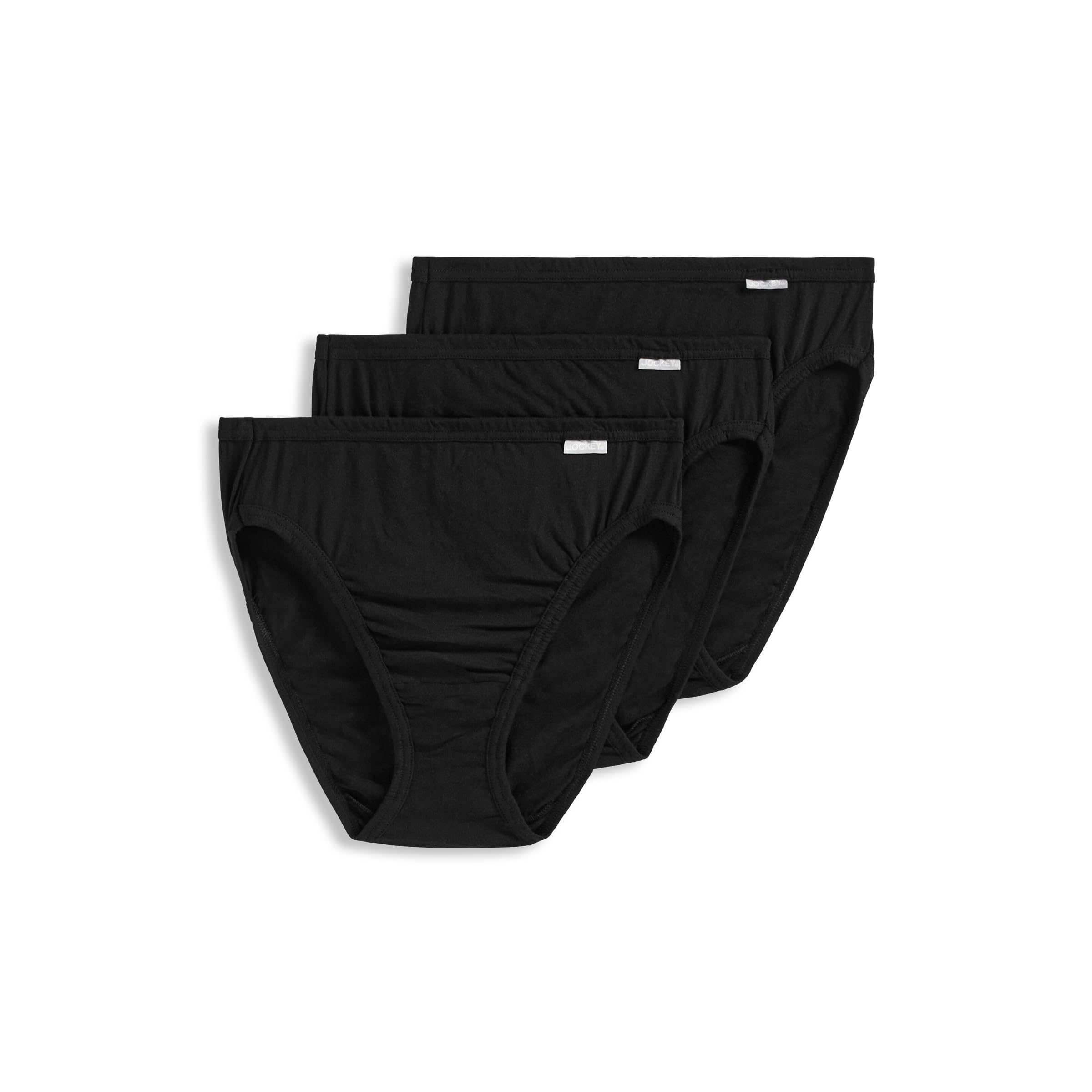 Jockey Womens Underwear Plus Size Elance French Cut - 3 Pack, Black, 10