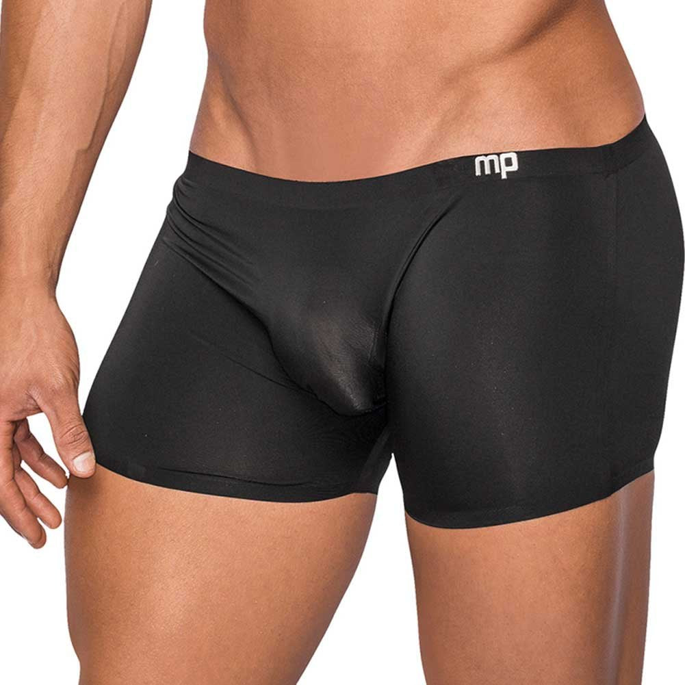 Male Power Seamless Sleek Short W/ Sheer Pouch-Black Medium-Boxed