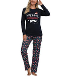 EISHOPEER Womens Christmas Loungewear Set Long Sleeve Top and Pant Pajamas Set Soft Sleepwear Pj Sets with Pocket Navy Blue Med