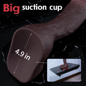 9 Inch Black Realistic Dildo Feels Like Skin, with Huge Strong Suction Cup Dildos for Hands-Free Play, Soft Liquid Silicone Anal