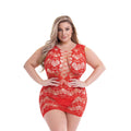 Corset Front Lace Mini Dress Red Q/S
